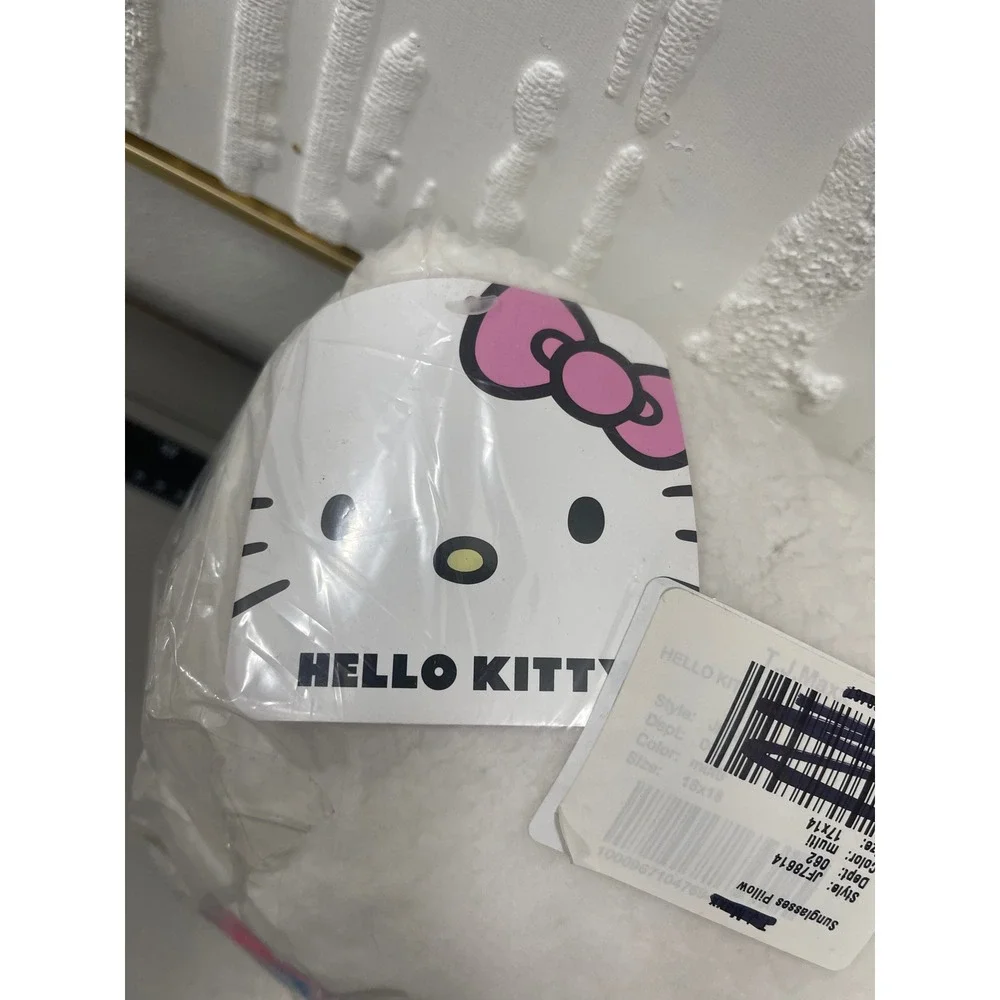 Sanrio Hello Kitty Sherpa Heart Sunglasses Plush Pillow White Pink NEW